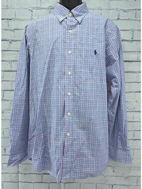 Ralph Lauren Multicolor Plaid Button-Down Shirt Large Long Sleeve Classic Fit